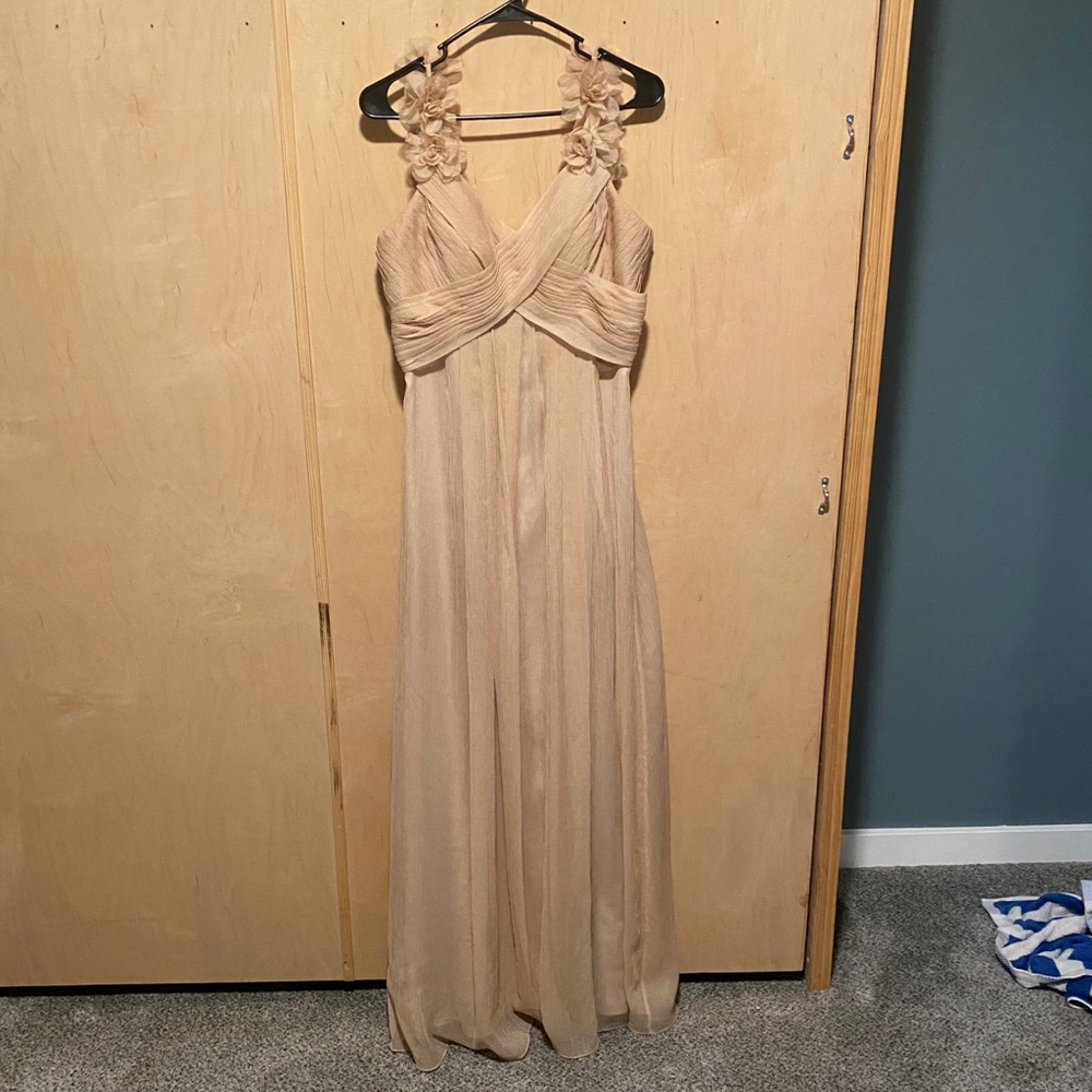 Peach colored ball gown